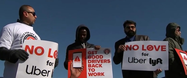 Conductores de Uber y Lyft se manifiestan en el Aeropuerto de Newark
